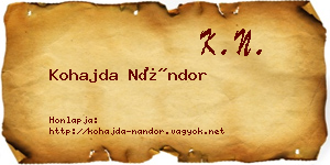 Kohajda Nándor névjegykártya