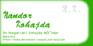 nandor kohajda business card